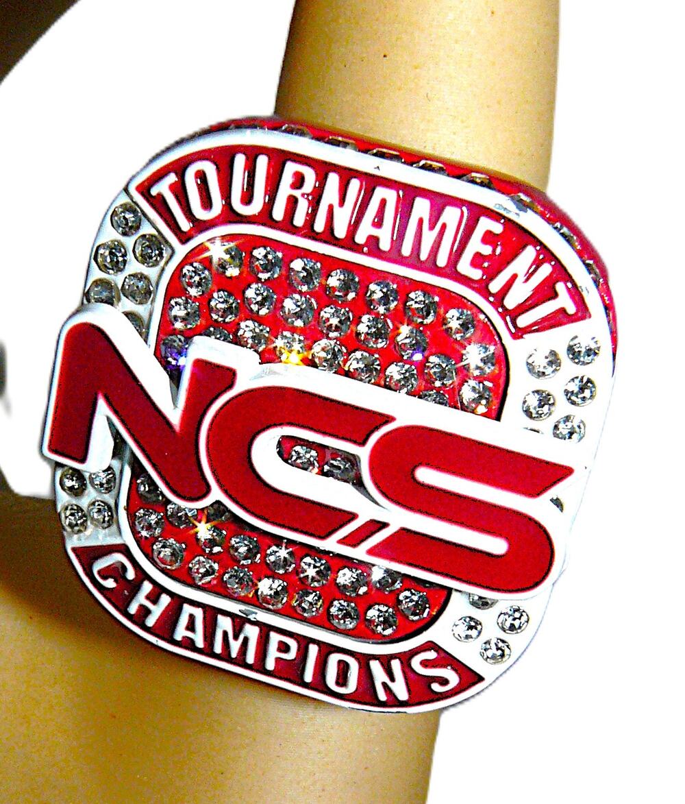 NCS Tournament Champions Ring Red White Rhinestones American Flag Size 10